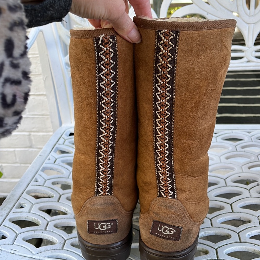 Ugg Ultimate Tall Tasman Braid 5245 Chestnut Boots EUC - Picture 9 of 13
